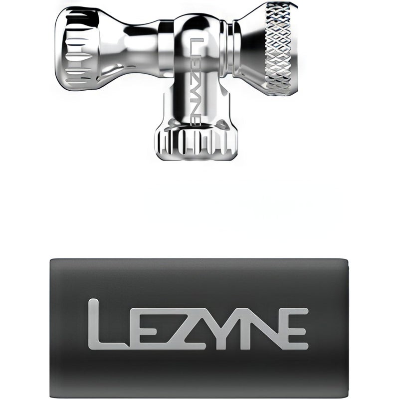 LEZYNE Control Drive CO2 Bike Tire Inflator - Presta & Schrader Compatible Aluminum CO2 Inflation Pump with Twist Control Valve, Fits Threaded Cartridges, Silver Head Only (1-C2-CTRLDR-V306) - Image 1